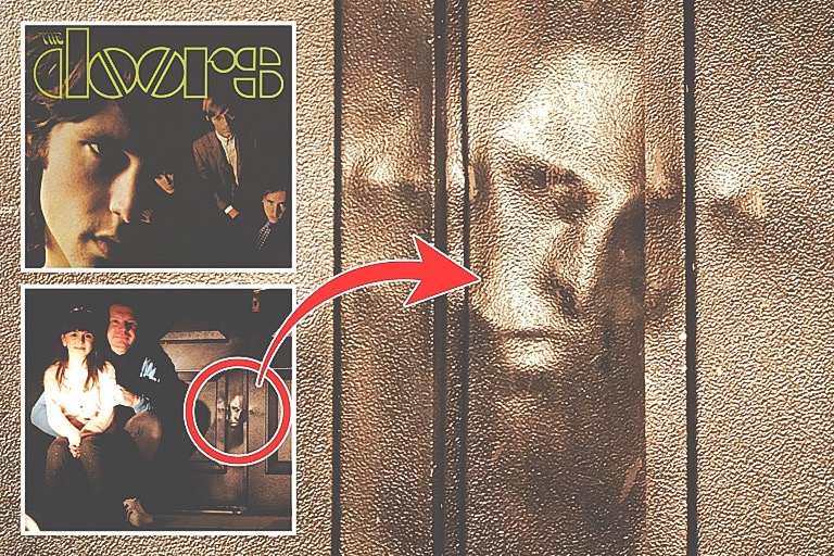 Neil Byrne and his family have been terrified by a dent on their garage door which looks like Doors frontman Jim Morrison. Credit: Roland Leon
